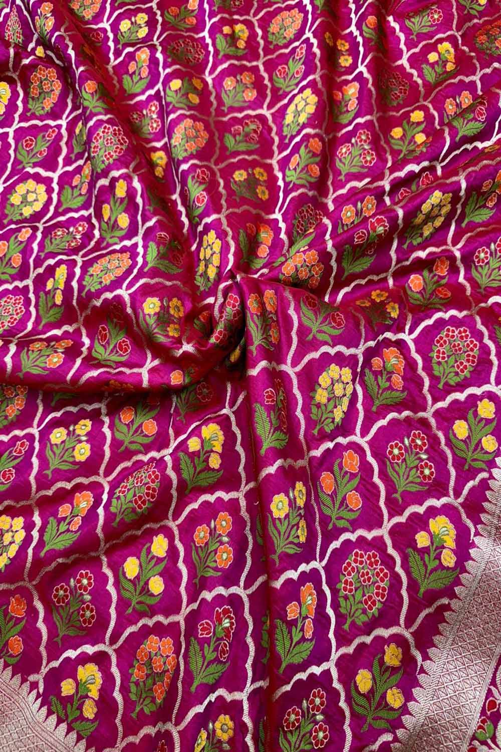 Exquisite Pink Handloom Banarasi Katan Silk Saree - Luxurion World