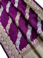 Exquisite Purple Banarasi Silk Saree - Handloom Katan - Luxurion World