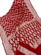 Elegant Red Handloom Banarasi Chiffon Saree - Luxurion World