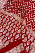 Elegant Red Handloom Banarasi Chiffon Saree - Luxurion World