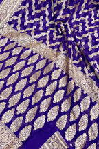 Elegant Blue Handloom Banarasi Chiffon Georgette Saree - Luxurion World