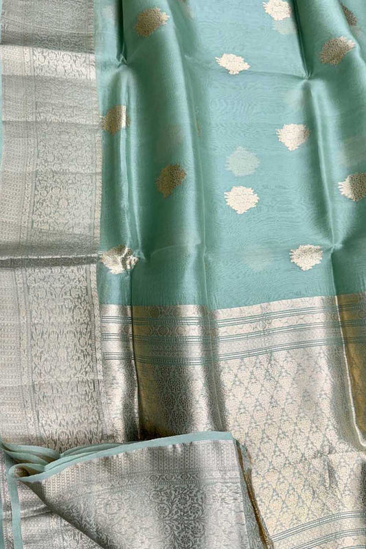Exquisite Green Banarasi Handloom Silk Saree - Luxurion World