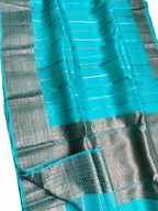 Elegant Blue Banarasi Handloom Silk Saree - Luxurion World