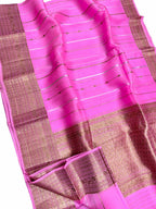 Elegant Pink Banarasi Handloom Silk Saree - Luxurion World