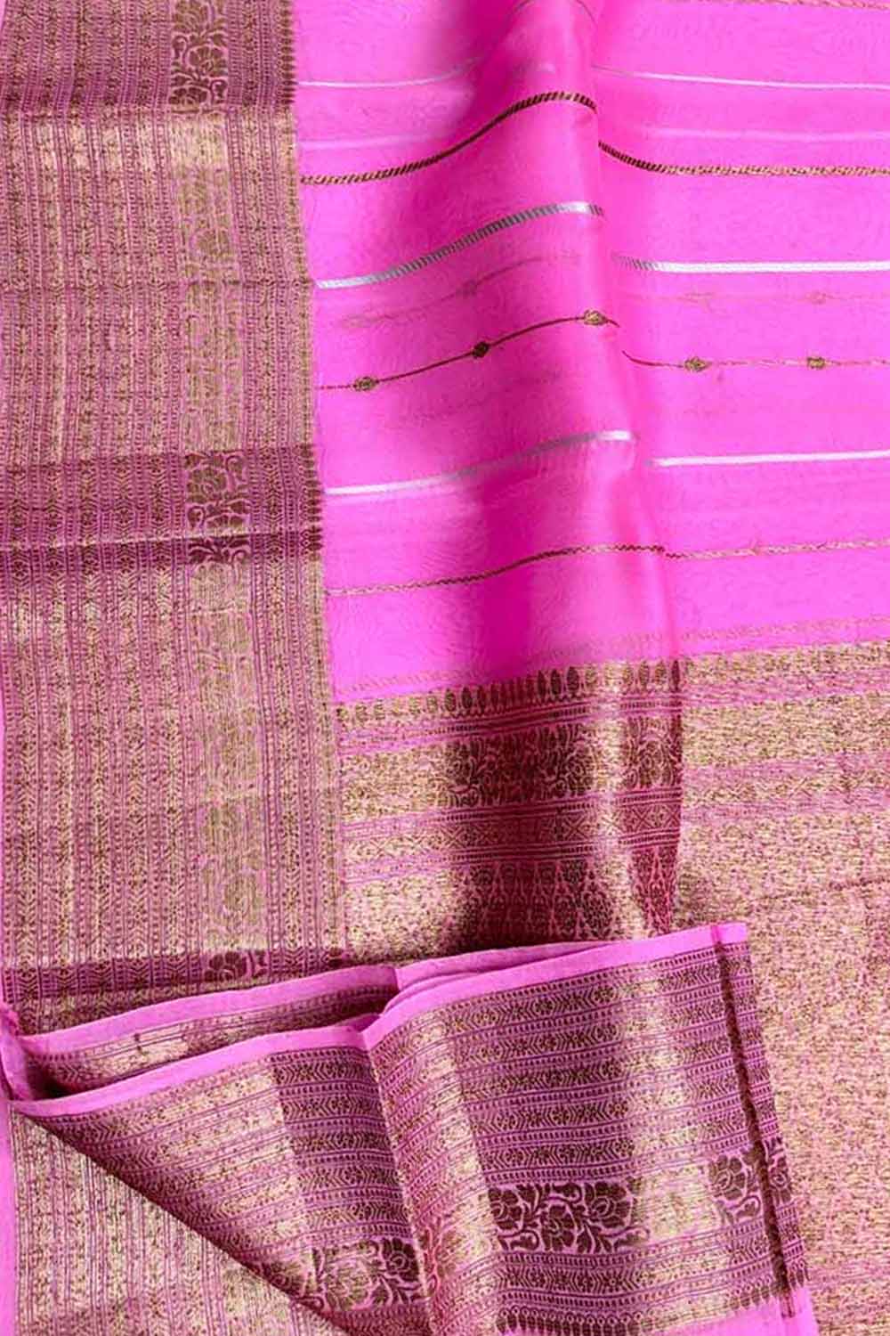 Elegant Pink Banarasi Handloom Silk Saree - Luxurion World