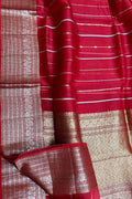 Exquisite Red Banarasi Handloom Silk Saree - Luxurion World