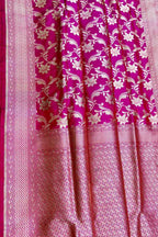 Exquisite Pink Banarasi Handloom Pure Katan Silk Saree - Luxurion World