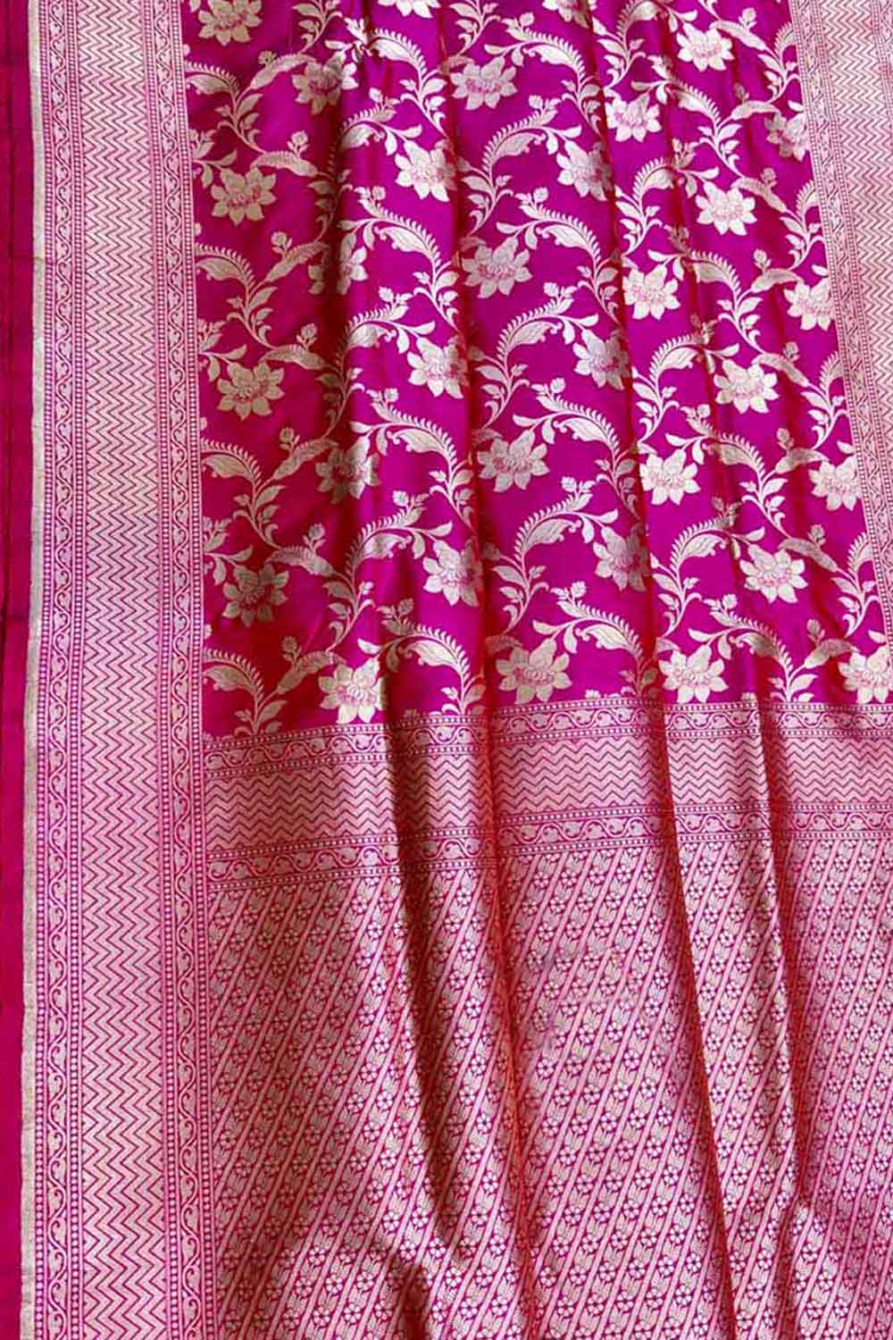 Exquisite Pink Banarasi Handloom Pure Katan Silk Saree - Luxurion World