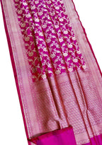 Exquisite Pink Banarasi Handloom Pure Katan Silk Saree - Luxurion World