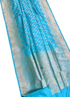 Exquisite Blue Banarasi Handloom Pure Katan Silk Saree - Luxurion World