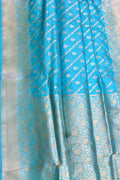 Exquisite Blue Banarasi Handloom Pure Katan Silk Saree - Luxurion World