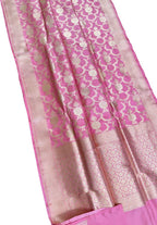 Exquisite Pink Banarasi Handloom Pure Katan Silk Saree - Luxurion World