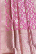 Exquisite Pink Banarasi Handloom Pure Katan Silk Saree - Luxurion World
