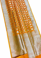 Yellow Banarasi Handloom Pure Katan Silk Saree - Luxurion World