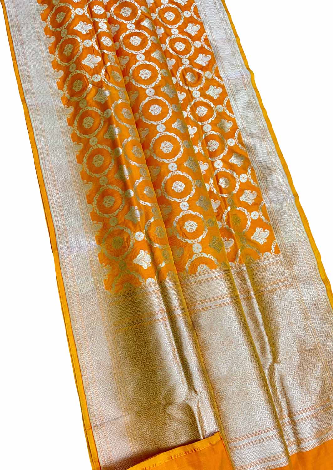 Yellow Banarasi Handloom Pure Katan Silk Saree - Luxurion World