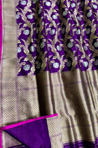 Exquisite Purple Banarasi Katan Silk Saree - Luxurion World