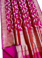 Exquisite Pink Banarasi Katan Silk Saree - Luxurion World
