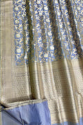Exquisite Blue Banarasi Handloom Silk Saree - Luxurion World