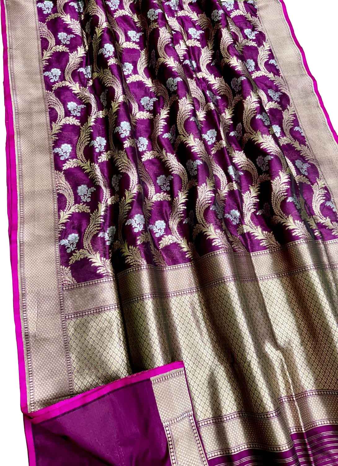 Elegant Purple Banarasi Silk Saree - Luxurion World
