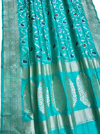 Exquisite Blue Handloom Banarasi Meenakari Silk Saree - Luxurion World