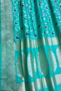 Exquisite Blue Handloom Banarasi Meenakari Silk Saree - Luxurion World