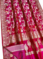 Exquisite Pink Handloom Banarasi Meenakari Silk Saree - Luxurion World