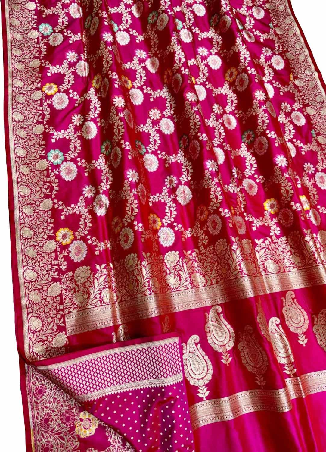 Exquisite Pink Handloom Banarasi Meenakari Silk Saree - Luxurion World