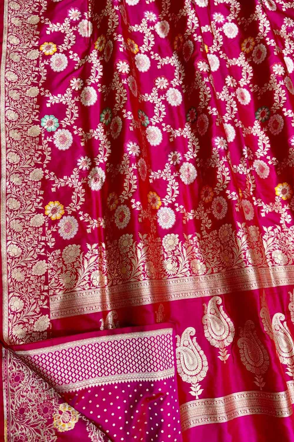 Exquisite Pink Handloom Banarasi Meenakari Silk Saree - Luxurion World