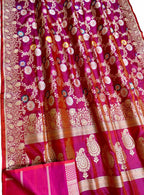 Exquisite Pink Handloom Banarasi Meenakari Silk Saree - Luxurion World