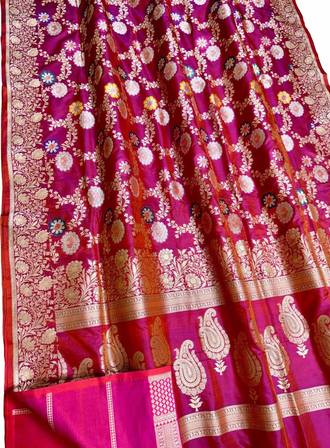 Exquisite Pink Handloom Banarasi Meenakari Silk Saree - Luxurion World