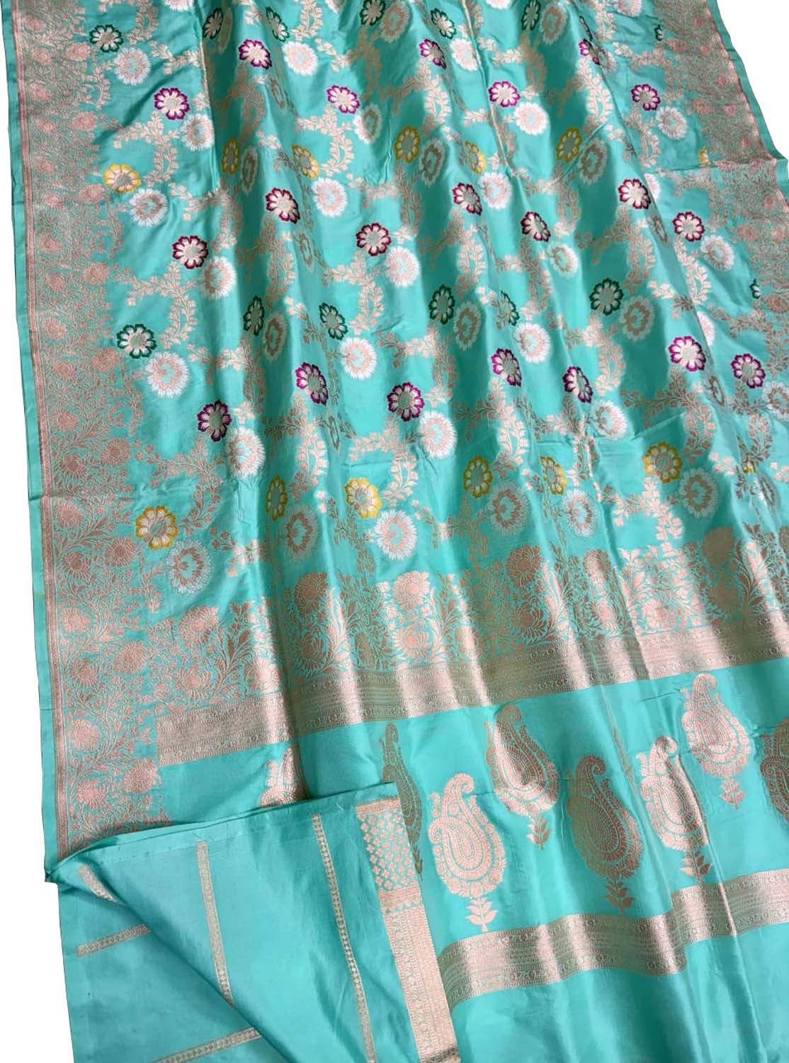 Exquisite Blue Handloom Banarasi Meenakari Pure Katan Silk Saree - Luxurion World