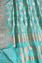 Exquisite Blue Handloom Banarasi Meenakari Pure Katan Silk Saree - Luxurion World