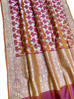 Exquisite Pink Handloom Banarasi Meenakari Silk Saree - Luxurion World