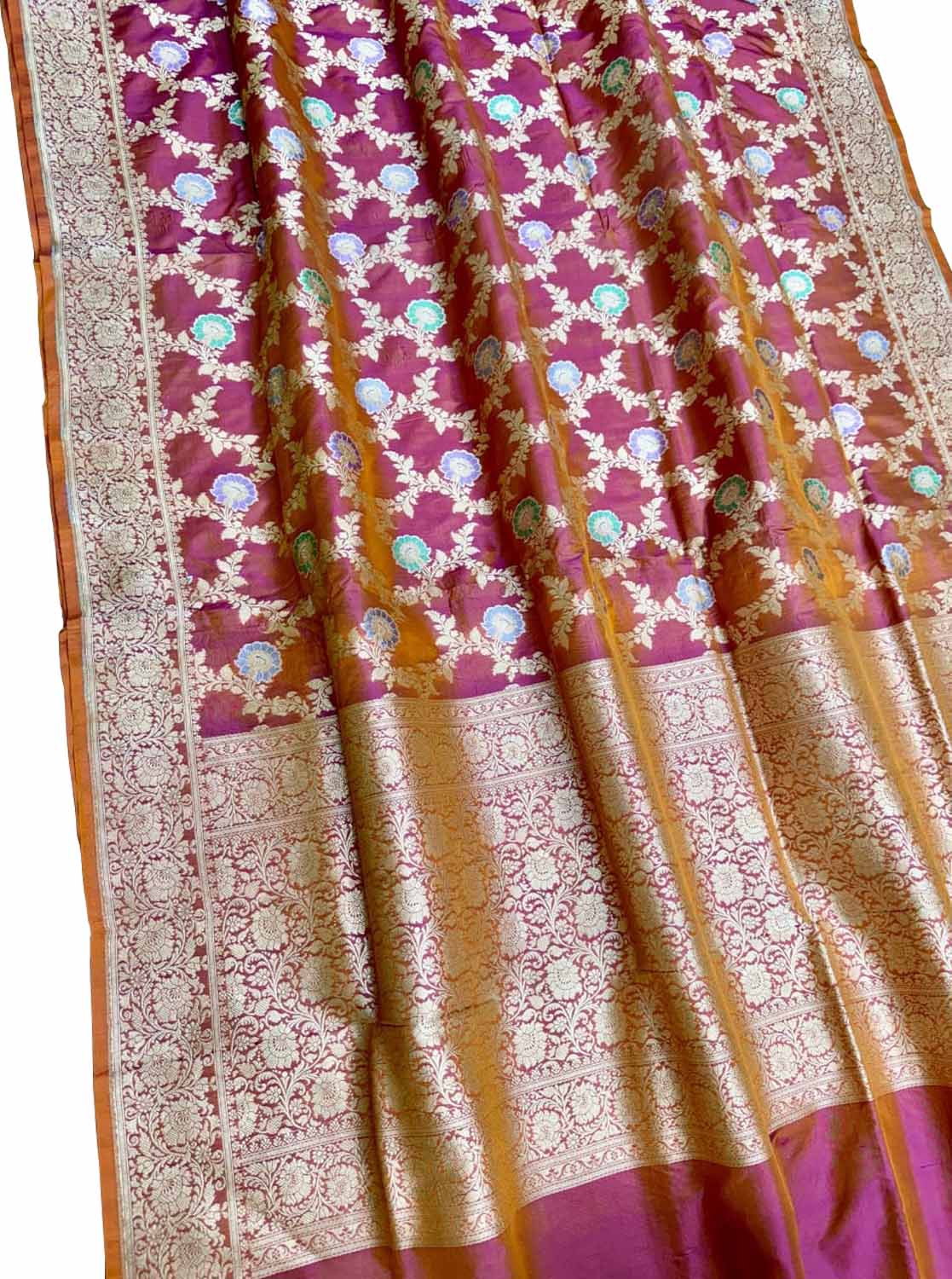 Exquisite Pink Handloom Banarasi Meenakari Silk Saree - Luxurion World