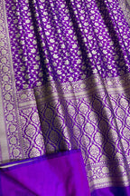 Exquisite Purple Handloom Banarasi Pure Katan Silk Saree - Luxurion World