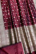 Elegant Maroon Handloom Banarasi Pure Katan Silk Saree - Luxurion World