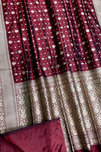 Elegant Maroon Handloom Banarasi Pure Katan Silk Saree - Luxurion World