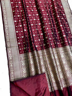 Elegant Maroon Handloom Banarasi Pure Katan Silk Saree - Luxurion World