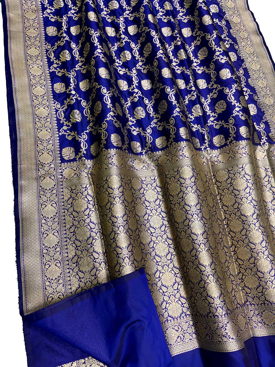 Exquisite Blue Handloom Banarasi Pure Katan Silk Saree - Luxurion World