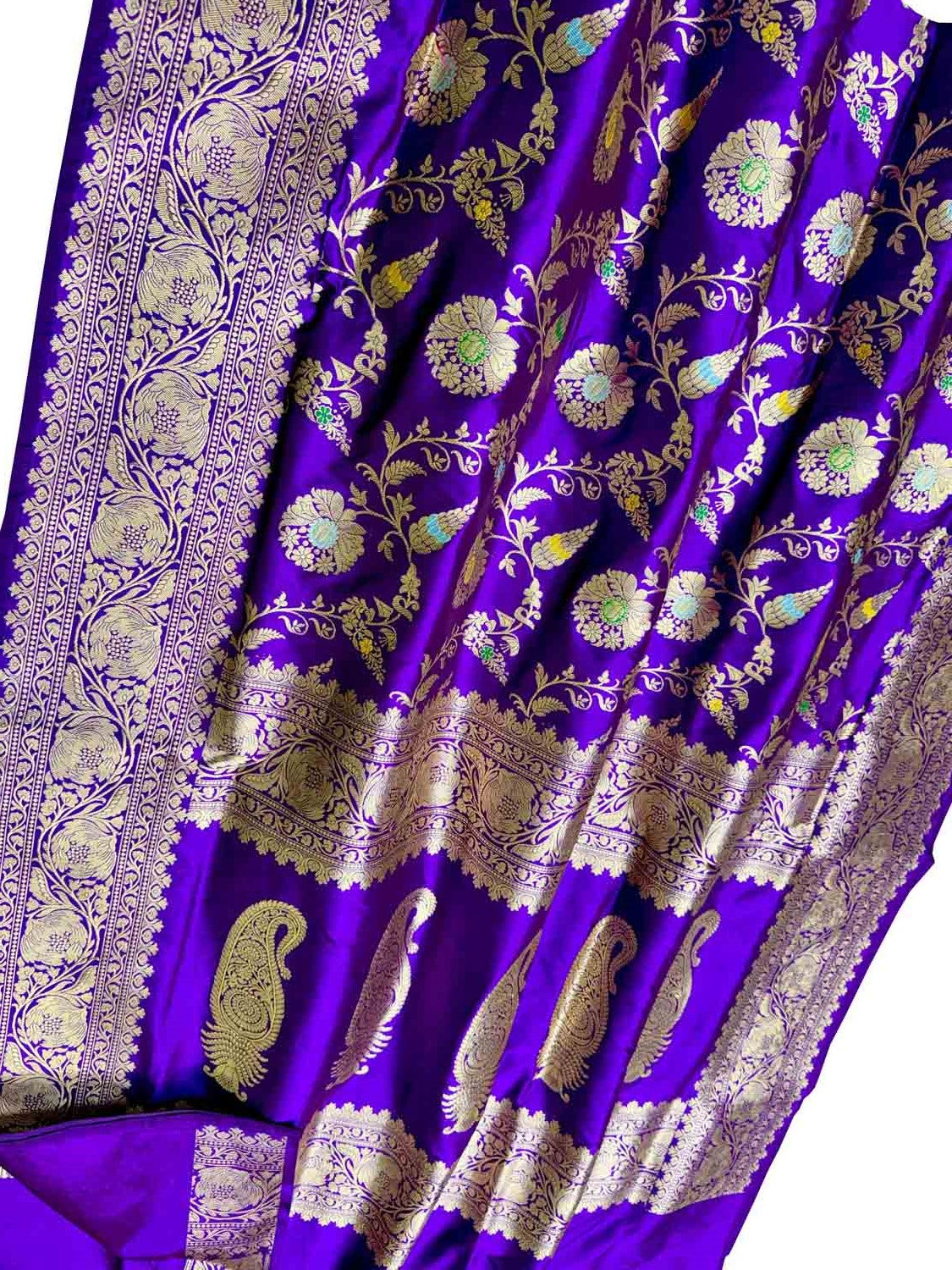 Elegant Purple Banarasi Silk Meenakari Saree - Luxurion World
