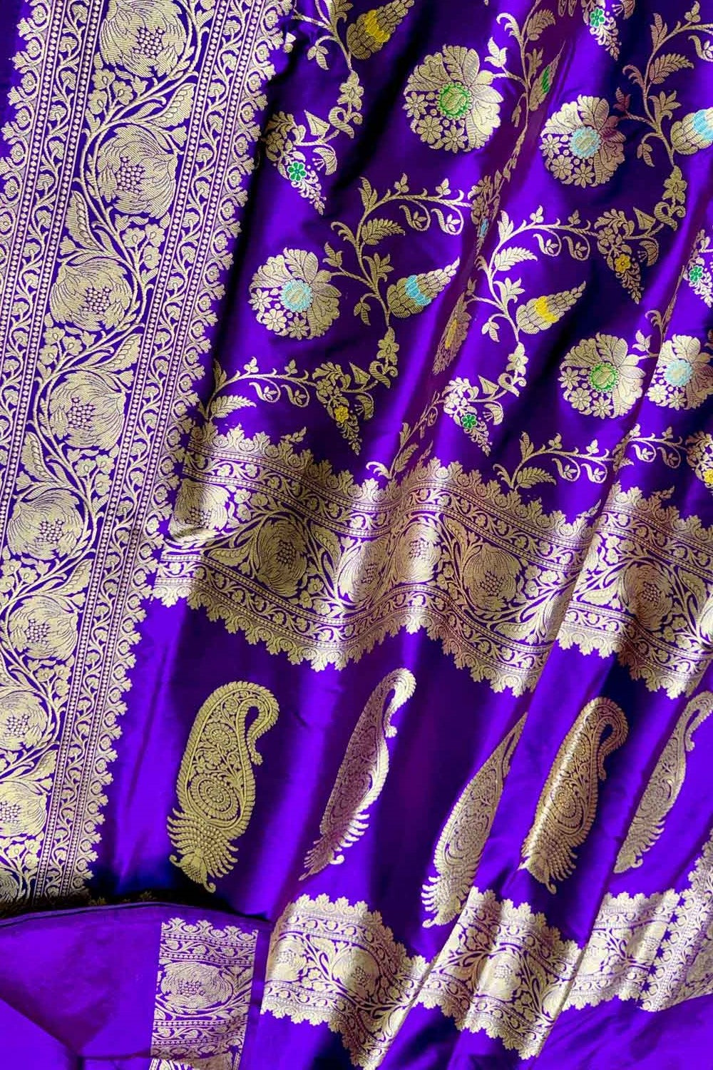 Elegant Purple Banarasi Silk Meenakari Saree - Luxurion World