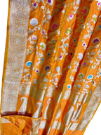 Elegant Orange Banarasi Silk Meenakari Saree - Luxurion World