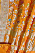 Elegant Orange Banarasi Silk Meenakari Saree - Luxurion World