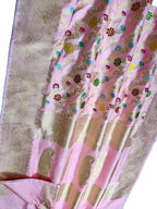 Elegant Pink Banarasi Silk Meenakari Saree - Luxurion World