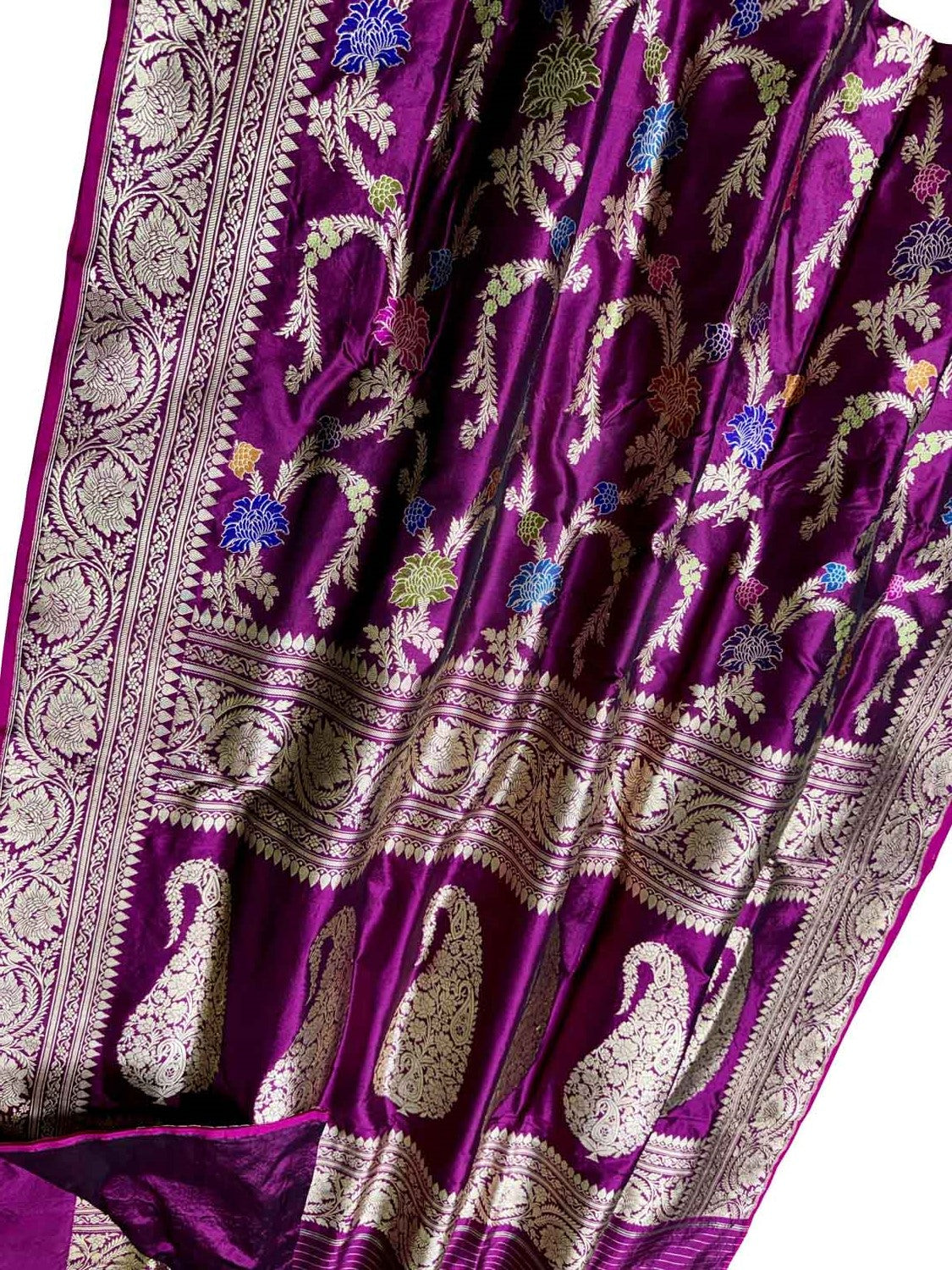 Elegant Purple Banarasi Silk Meenakari Saree - Luxurion World