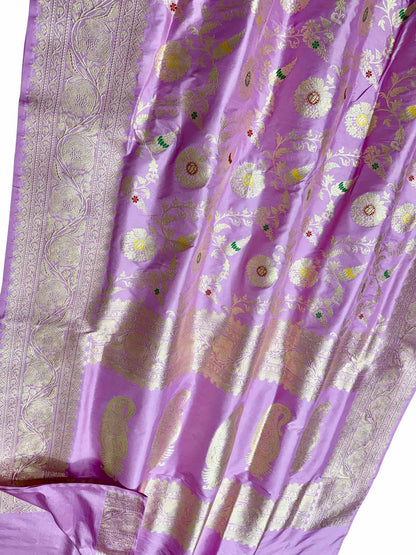 Elegant Purple Banarasi Silk Meenakari Saree - Luxurion World