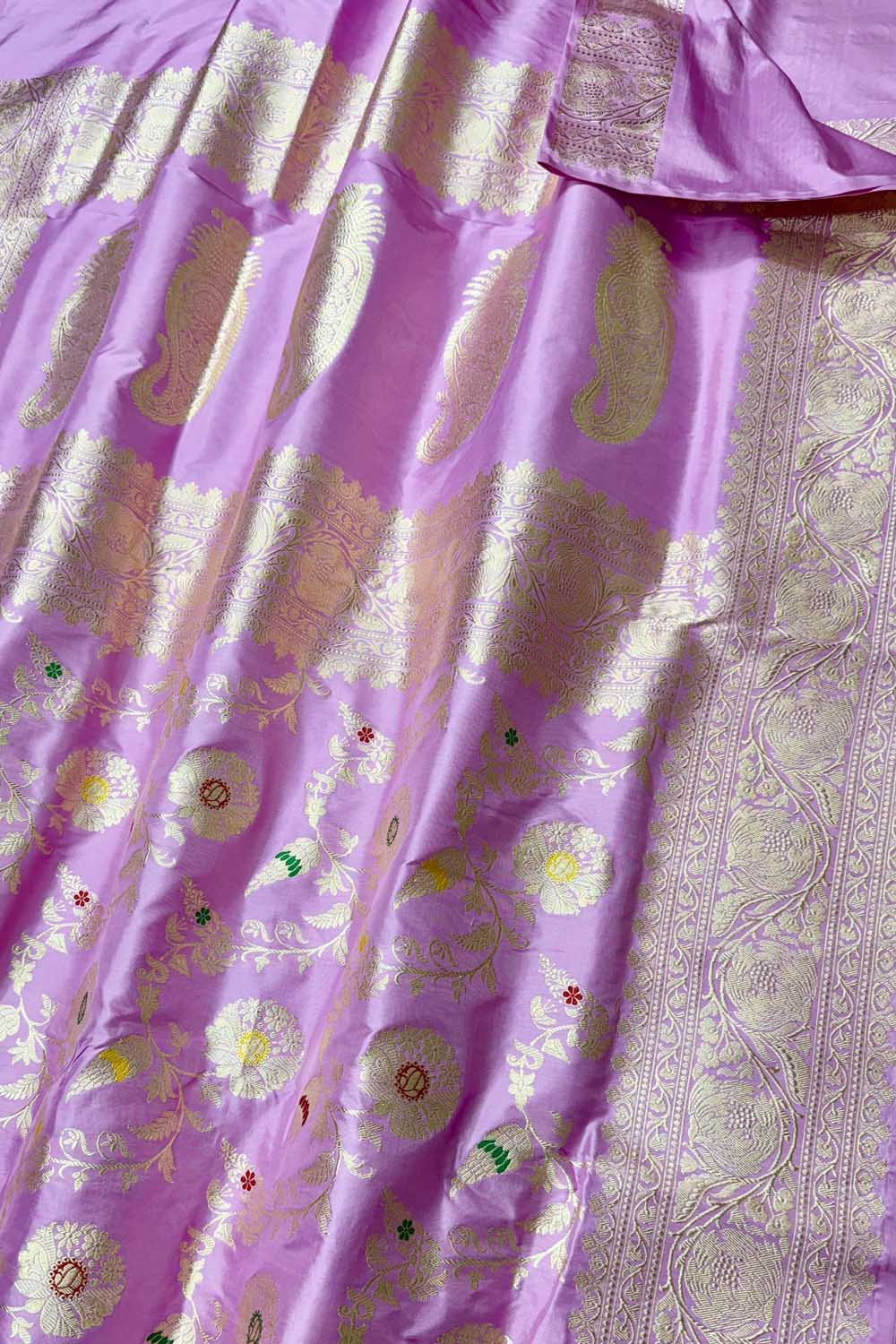 Elegant Purple Banarasi Silk Meenakari Saree - Luxurion World