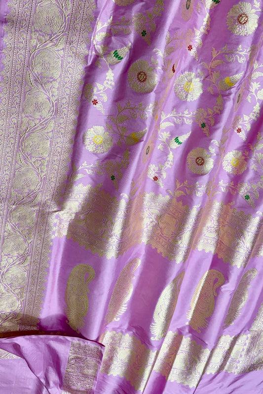 Elegant Purple Banarasi Silk Meenakari Saree - Luxurion World