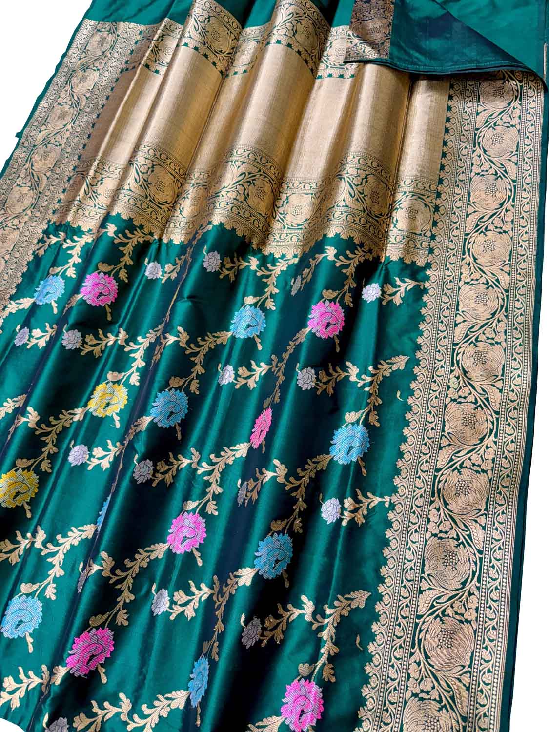 Elegant Green Banarasi Silk Meenakari Saree - Luxurion World