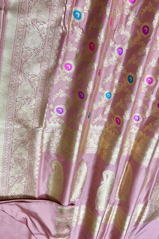 Elegant Pink Banarasi Silk Meenakari Saree - Luxurion World
